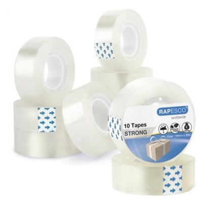 Ragasztószalag, 19 mm x 33 m, RAPESCO, 10 db,  áttetsző