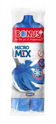 Felmosófej, mikroszál és viszkóz, BONUS "MicroMIX", kék-fehér