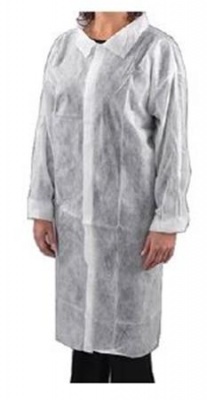 Látogató köpeny, egyszer használatos, tépőzáras, polipropilén, 20g, XL méret, fehér