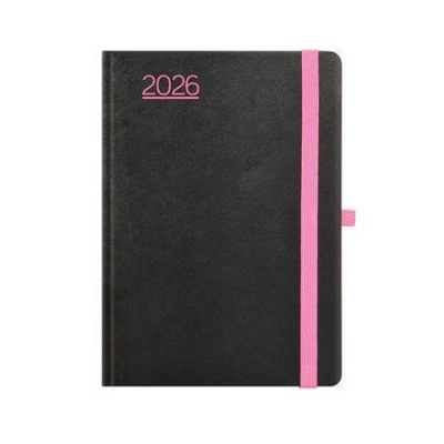 Naptár, tervező, A5, napi, TOPTIMER, "Nero", fekete-pink