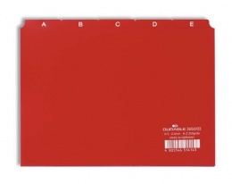 Regiszter, PP, A5, 25 részes, A-Z, DURABLE, piros